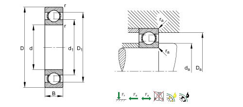 NSK60/500深沟球轴承平面图