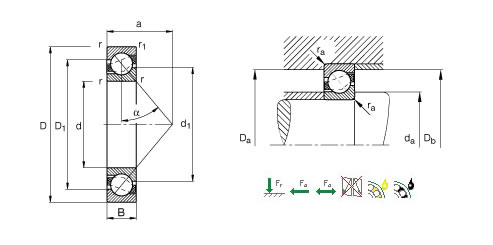 人民4038D角接触球轴承平面图